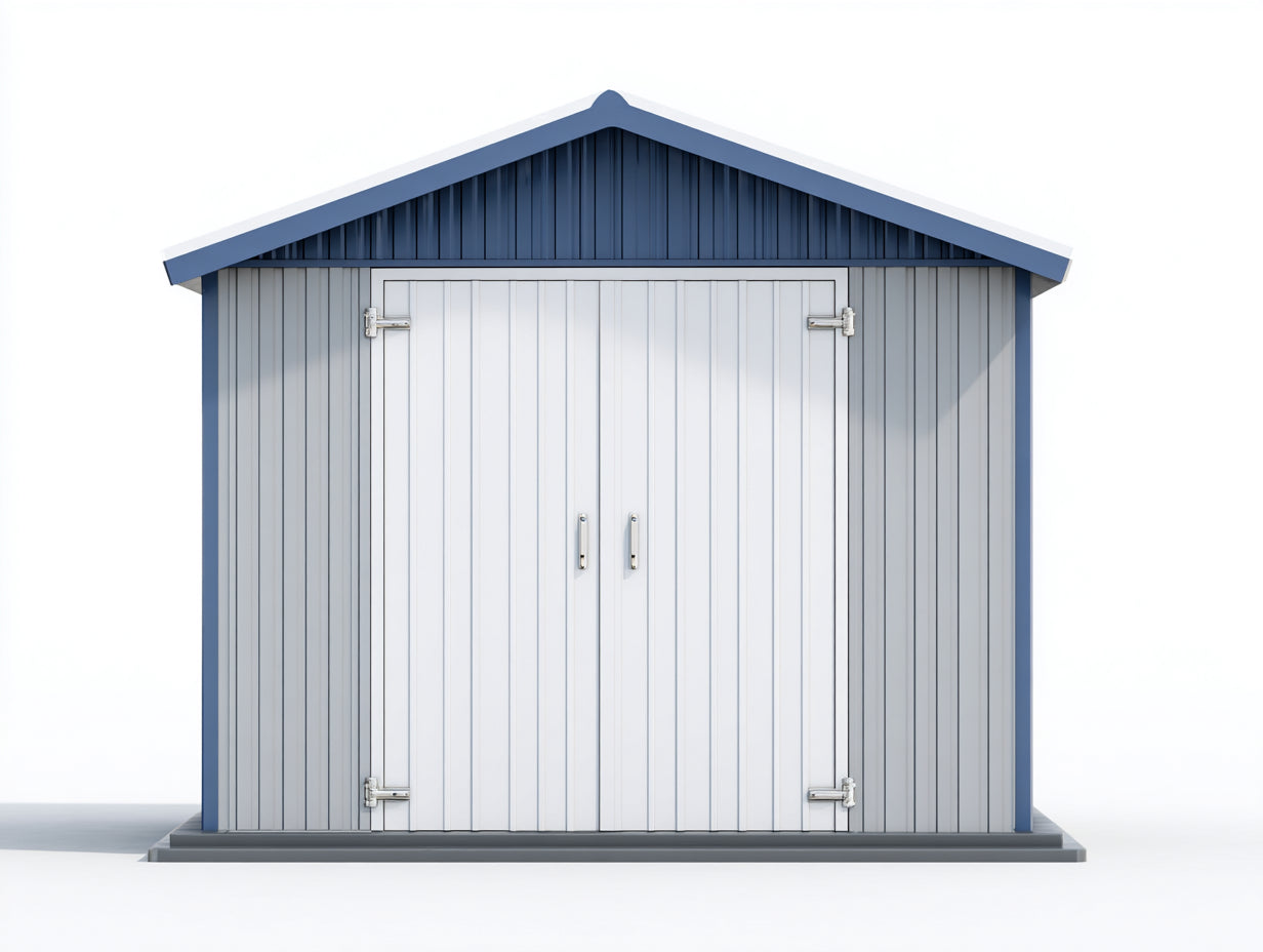 Abri de jardin - Métal - 238 x 182 x 205 cm - Gris clair-Bleu - Style moderne