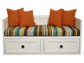 Canapé lit - Bois - 201 x 97 x 88 cm - Blanc - Style côtier avec rangement