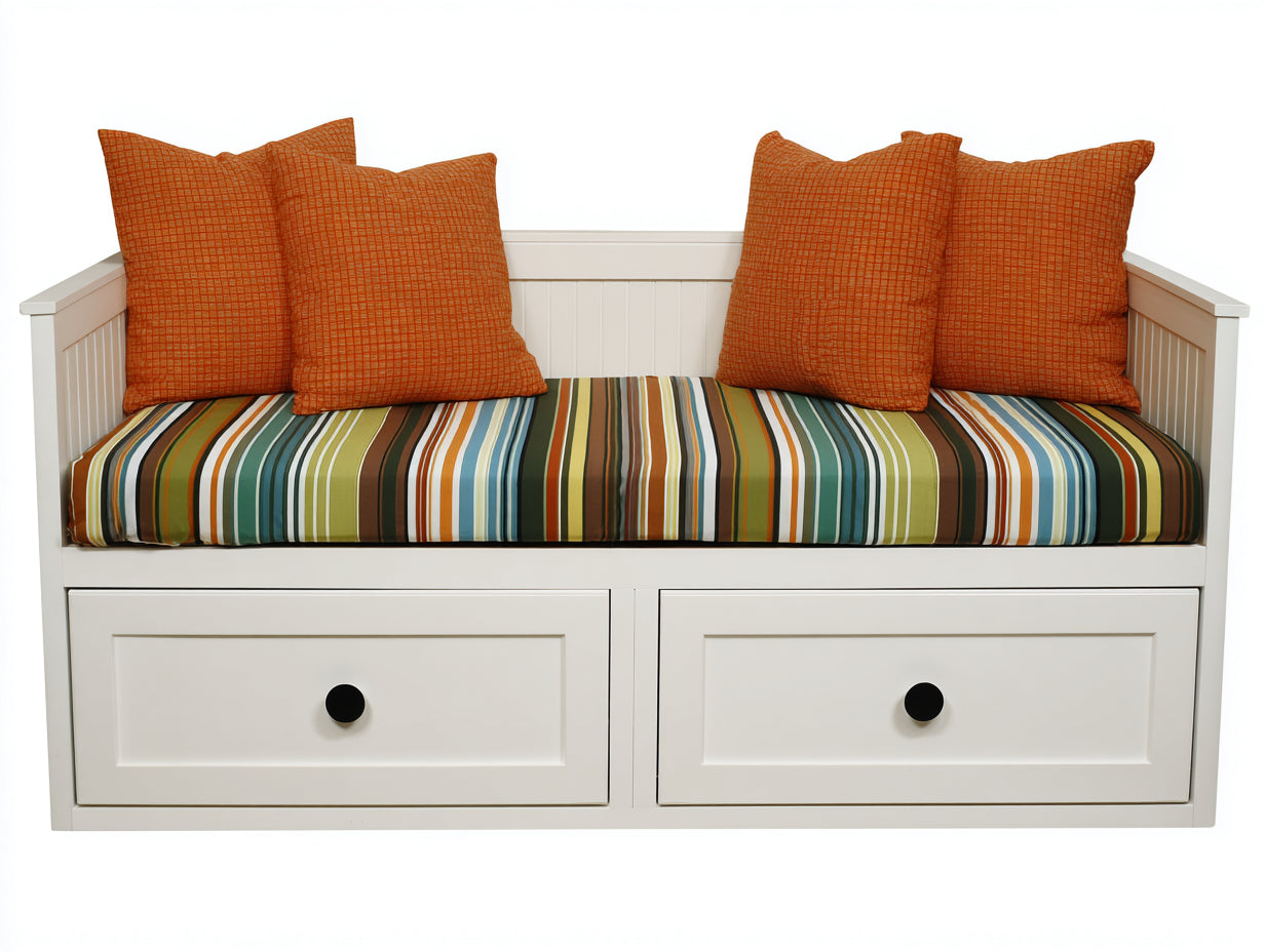 Canapé lit - Bois - 201 x 97 x 88 cm - Blanc - Style côtier avec rangement