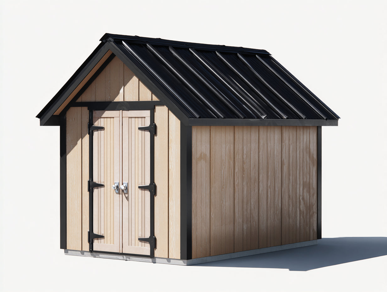 Abri de jardin - Bois - 210 x 176 x 220 cm - Bois naturel-Noir - Style rustique contemporain