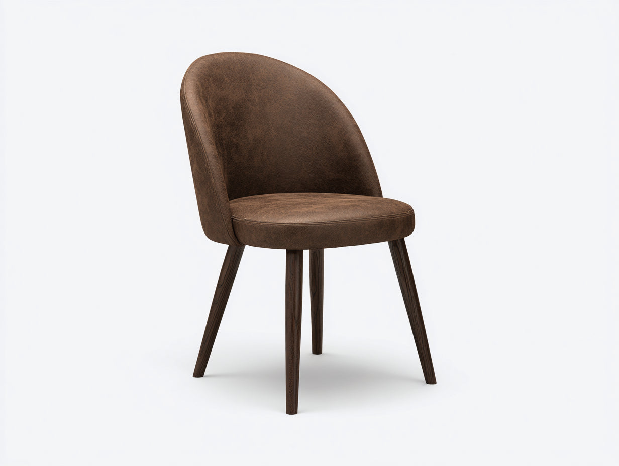 Chaise de salle à manger - Similicuir-Bois - 57 x 52 x 82 cm - Brun vintage-Brun foncé - Style contemporain