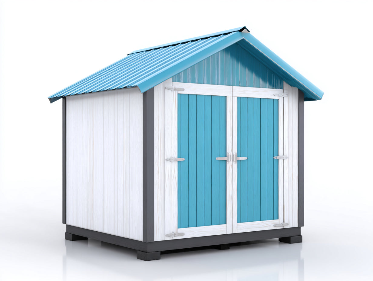 Abri de jardin - Bois - 185 x 152 x 210 cm - Blanc-Bleu-Anthracite - Style contemporain