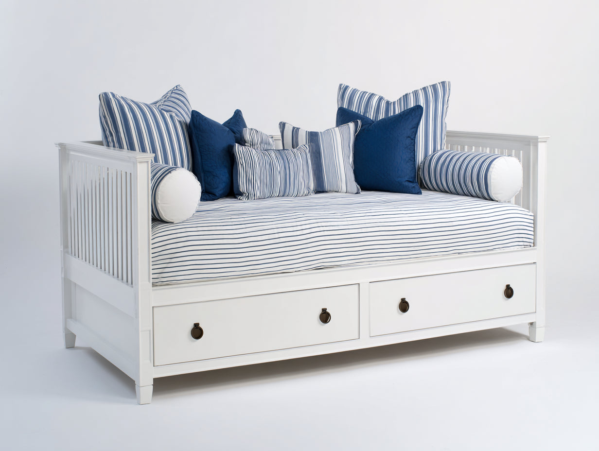 Canapé lit - Bois - 202 x 98 x 92 cm - Blanc - Style côtier avec rangement