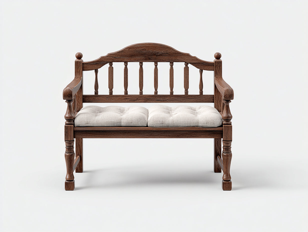 Banc de jardin - Bois - 132 x 60 x 102 cm - Brun foncé-Écru - Style traditionnel