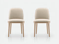 Chaise de salle à manger - Tissu-Bois - 56 x 49 x 86 cm - Ivoire-Bois naturel - Style contemporain lot de 2