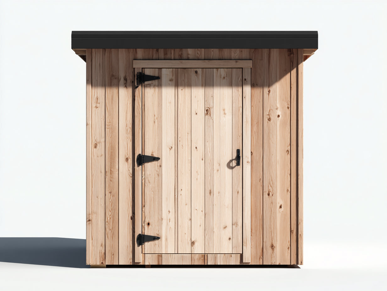 Abri de jardin - Bois - 142 x 101 x 208 cm - Bois naturel-Noir - Style minimaliste contemporain