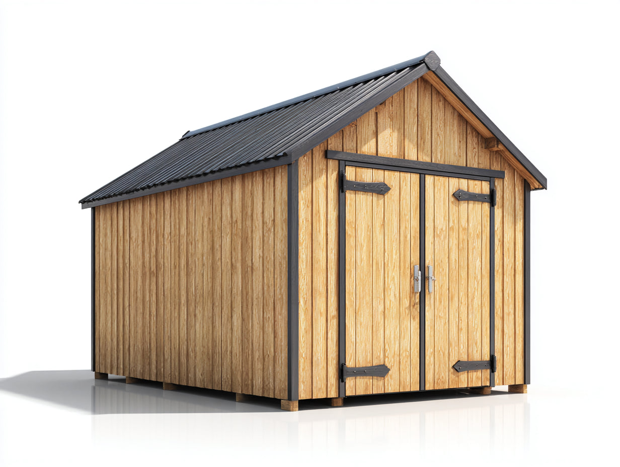 Abri de jardin - Bois - 228 x 188 x 229 cm - Bois naturel-Noir - Style rustique contemporain