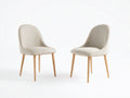 Chaise de salle à manger - Tissu-Bois - 58 x 52 x 84 cm - Écru-Bois clair - Style contemporain lot de 2