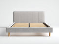 Lit double - Tissu-Bois - 218 x 170 x 114 cm - Gris clair - Style moderne avec sommier à lattes