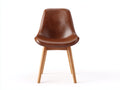 Chaise de salle à manger - Similicuir-Bois - 56 x 49 x 84 cm - Brun cognac-Bois naturel - Style moderne