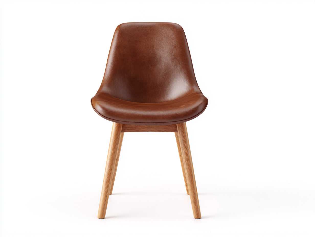 Chaise de salle à manger - Similicuir-Bois - 56 x 49 x 84 cm - Brun cognac-Bois naturel - Style moderne