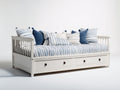 Canapé lit - Bois - 205 x 99 x 89 cm - Blanc - Style bord de mer avec rangement