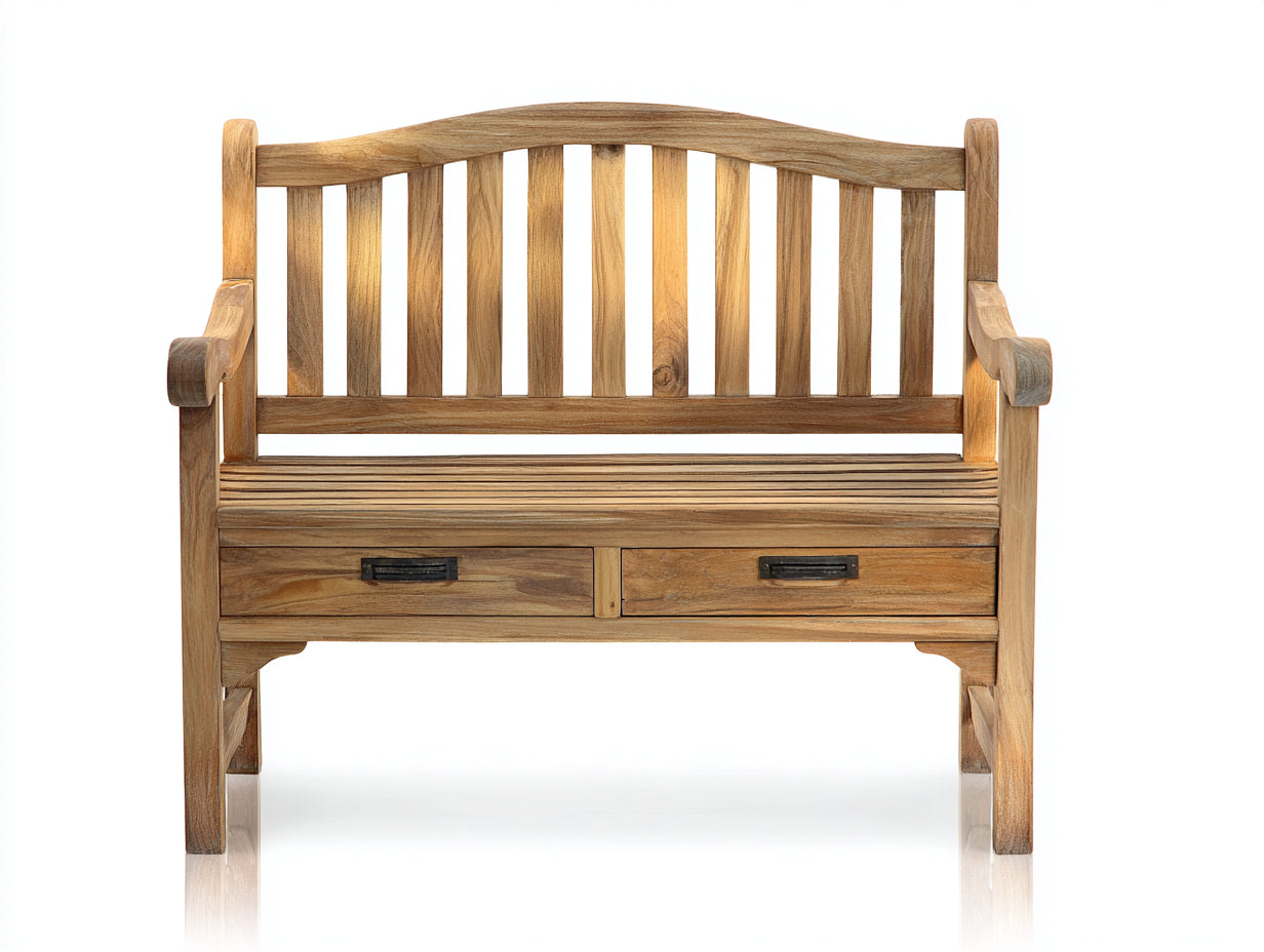 Banc de jardin - Bois - 142 x 58 x 96 cm - Bois naturel - Style rustique
