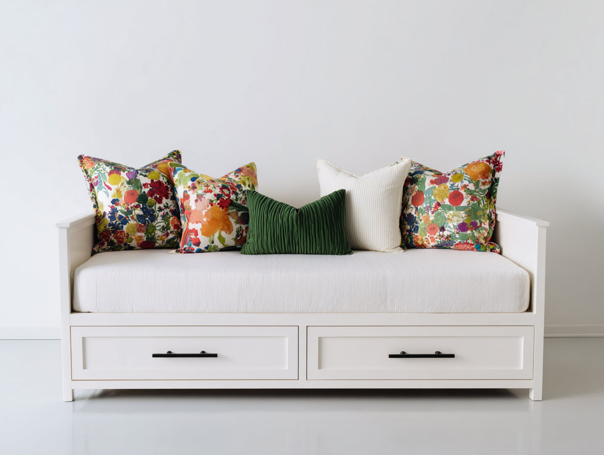 Canapé lit - Bois - 198 x 95 x 82 cm - Blanc - Style moderne avec rangement