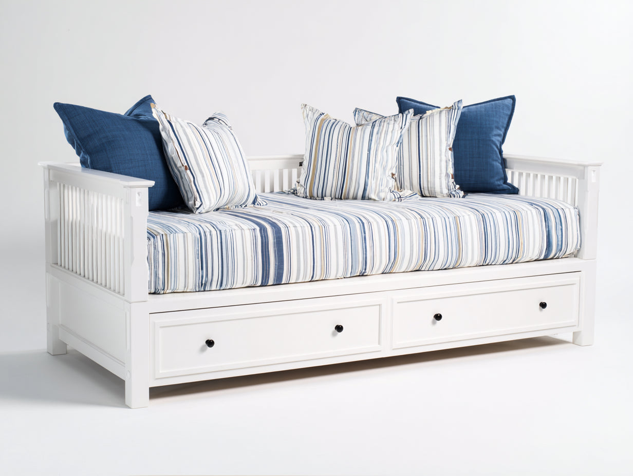 Canapé lit - Bois - 205 x 99 x 90 cm - Blanc - Style classique avec rangement