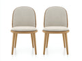 Chaise de salle à manger - Tissu-Bois - 57 x 50 x 87 cm - Écru-Chêne clair - Style scandinave lot de 2