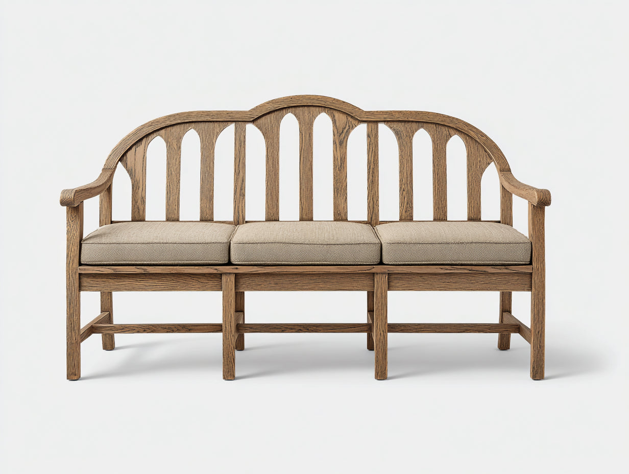 Banc de jardin - Bois - 192 x 64 x 101 cm - Brun naturel-Beige - Style classique