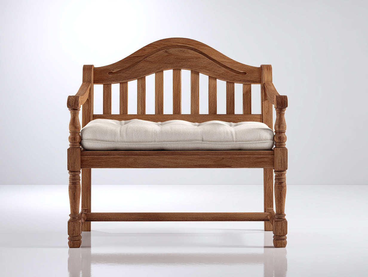 Banc de jardin - Bois - 128 x 59 x 103 cm - Brun chaud-Écru - Style classique