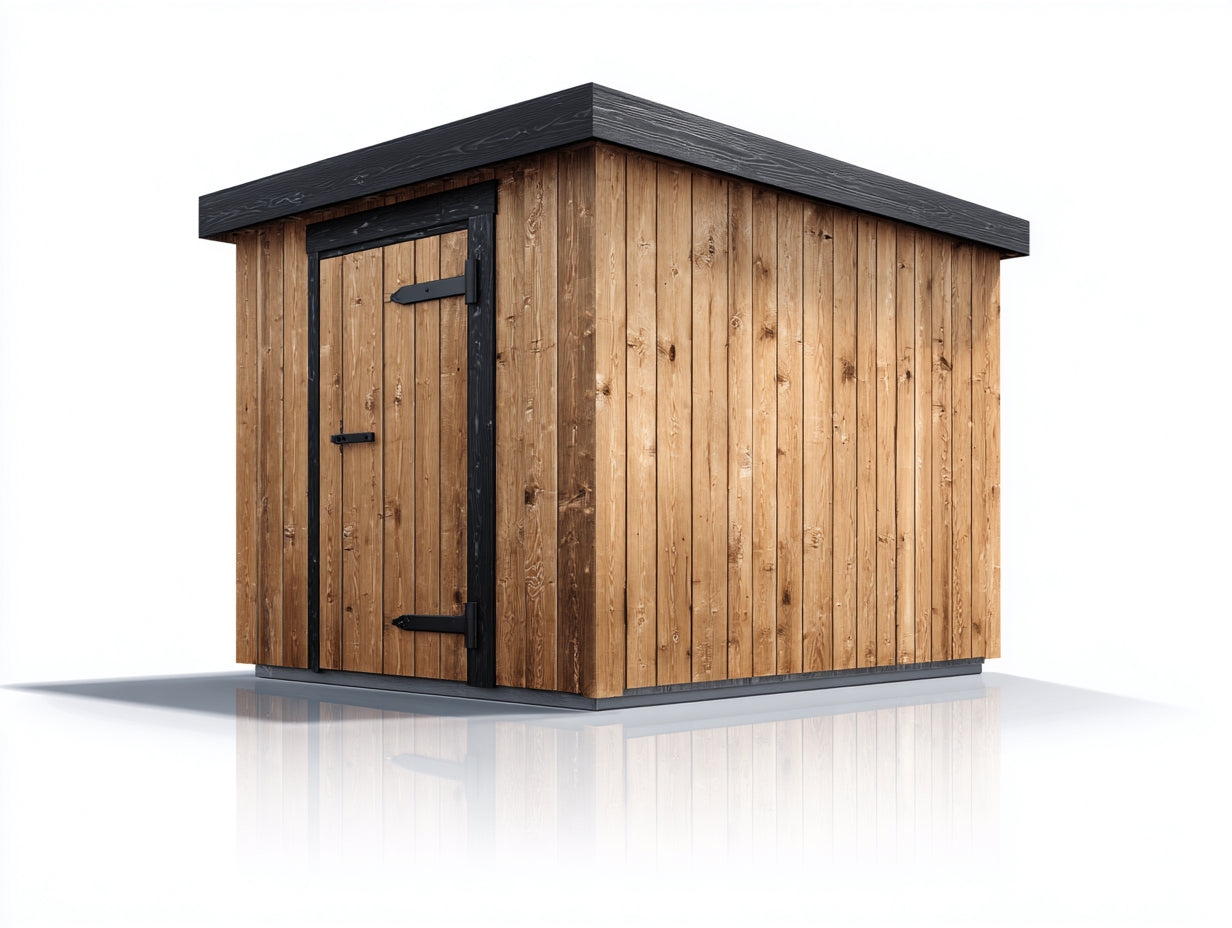 Abri de jardin - Bois - 168 x 137 x 210 cm - Bois naturel-Noir - Style moderne minimaliste